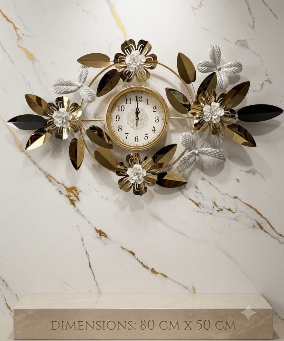 113 x 60 cm Wall Clock White And Gold
